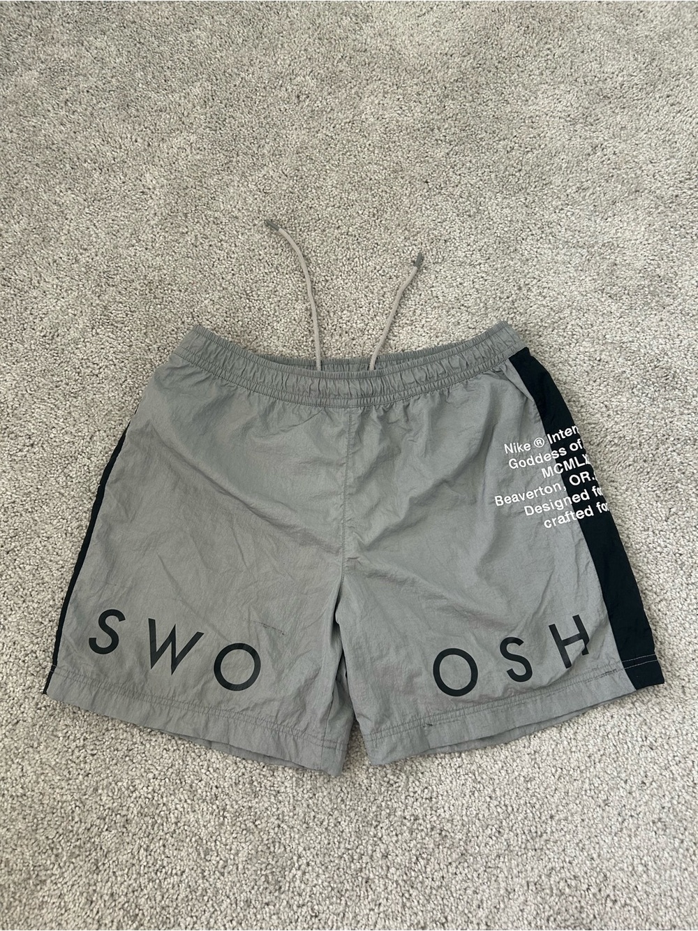Nike Gray Swim Trunks with Black Side Panels
